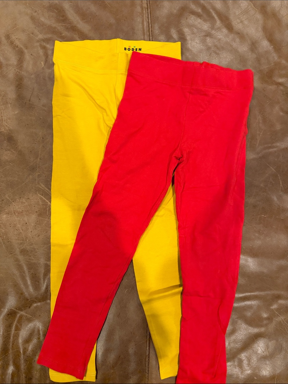 Mini Boden Bright Yellow & Red Cotton Leggings - 2 Pack